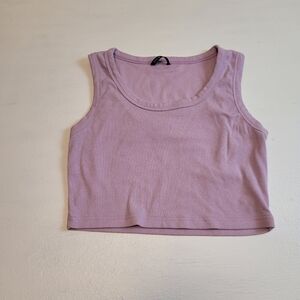 Lavender Sleeveless Ribbed Crop Top